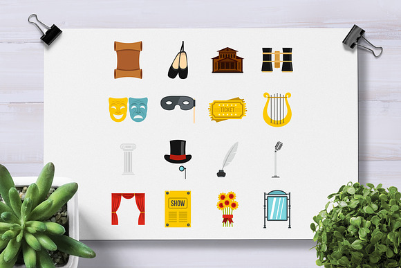 Theater set flat icons in Graphics - product preview 1