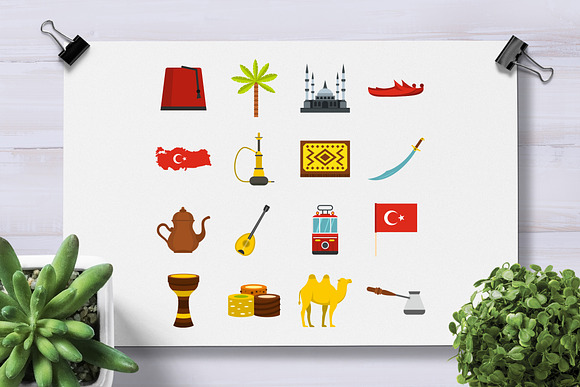 Turkey travel icons set in flat   in Graphics - product preview 1