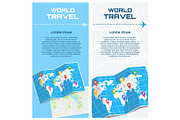 world travel banners with map