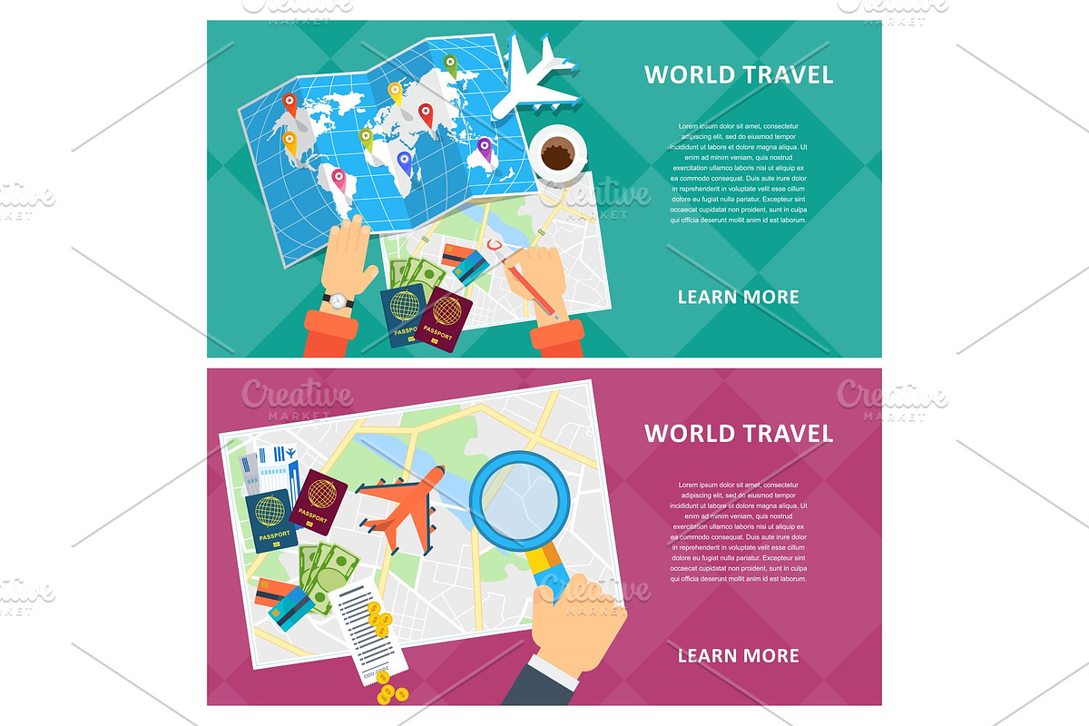 world travel two banners in Illustrations - product preview 8