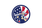 American Lumber Yard Worker USA Flag