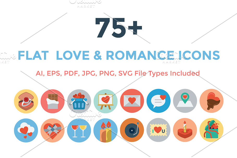 75+ Flat Love and Romance Icons in Love Icons - product preview 8