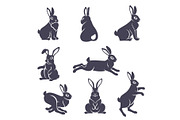 Cute rabbits silhouettes