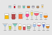 Set of Alcoholic drinks glasses