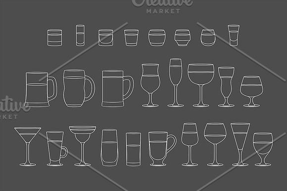 Set of Alcoholic drinks glasses in Graphics - product preview 2
