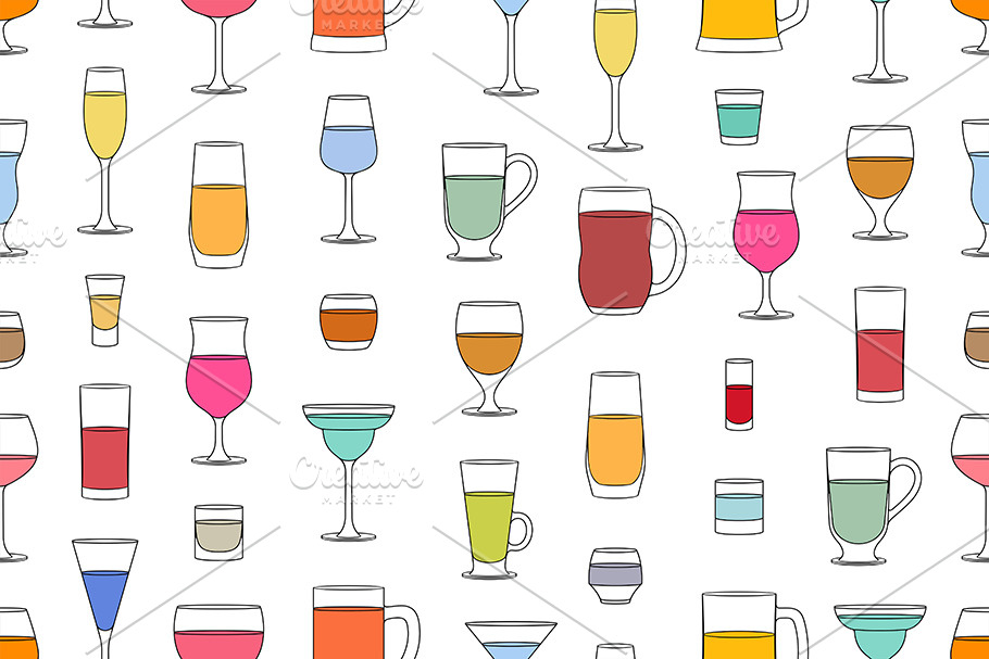 Pattern with drinks glasses