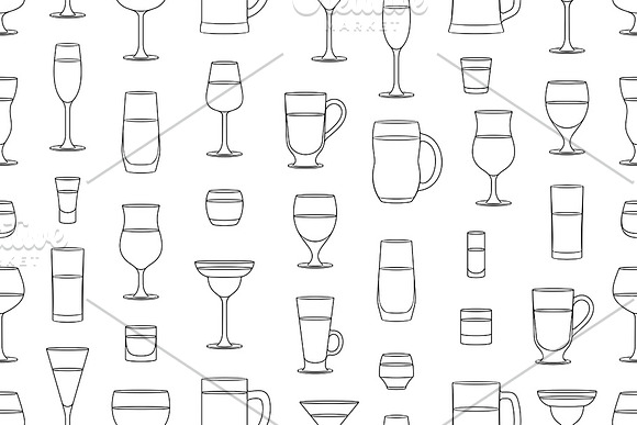 Pattern with drinks glasses in Patterns - product preview 1