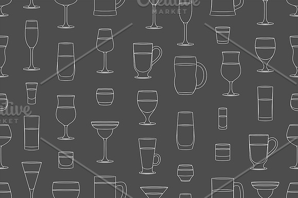Pattern with drinks glasses in Patterns - product preview 2