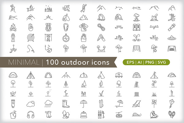 Minimal 100 outdoor icons