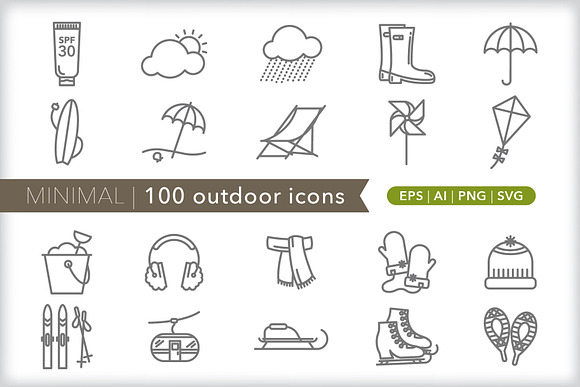 Minimal 100 outdoor icons in Travel Icons - product preview 5