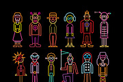 Neon People Icon Set