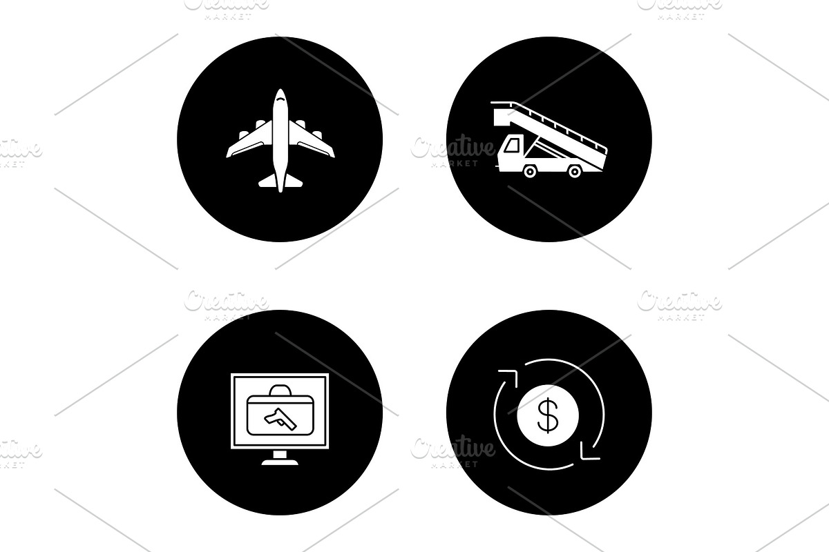 Airport service glyph icons set in Graphics - product preview 8