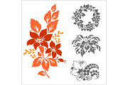 Set of floral elements for design.