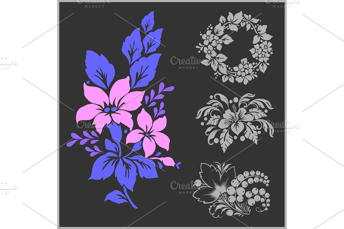 Set of floral elements for design. in Illustrations - product preview 8