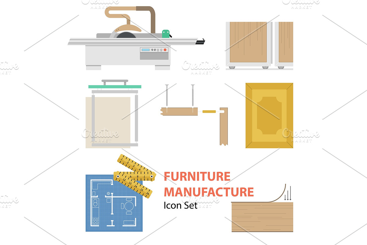 Furniture manufacture Flat Set in Illustrations - product preview 8