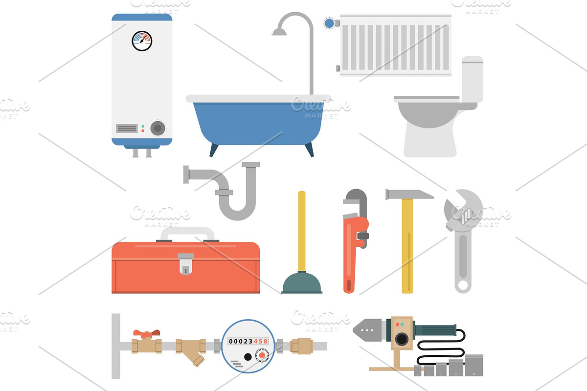 Plumber Flat Set in Illustrations - product preview 8