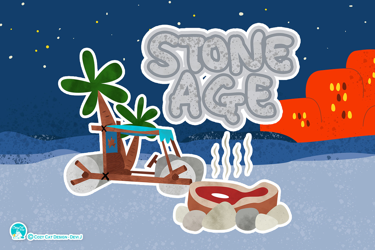 Stone Age Flintstone Clip Art in Illustrations - product preview 8