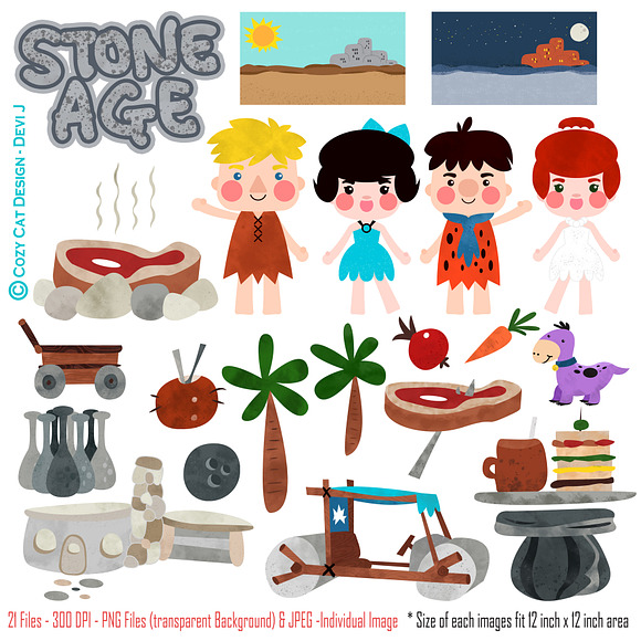 Stone Age Flintstone Clip Art in Illustrations - product preview 1