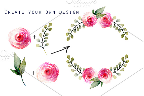 "New York". Roses watercolor clipart in Illustrations - product preview 4