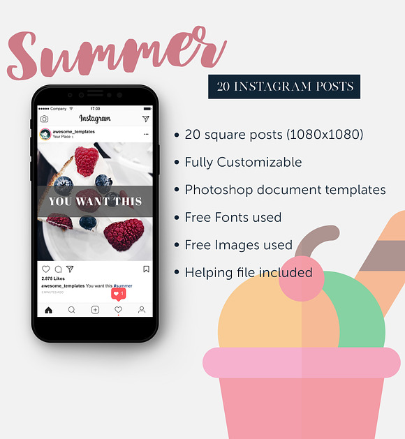 Summer Social Media Pack  in Instagram Templates - product preview 1