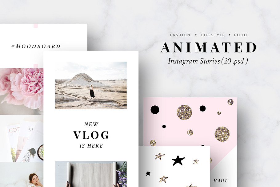 ANIMATED Instagram Stories-Pink&Gold