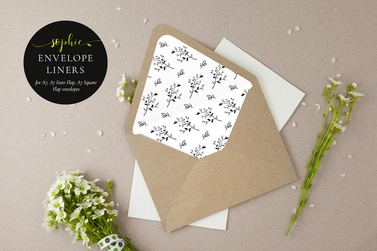 Printable Envelope Liner, Sophie in Wedding Templates - product preview 8
