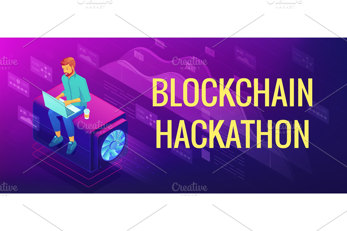 Isometric blockchain hackathon concept. in Illustrations - product preview 8