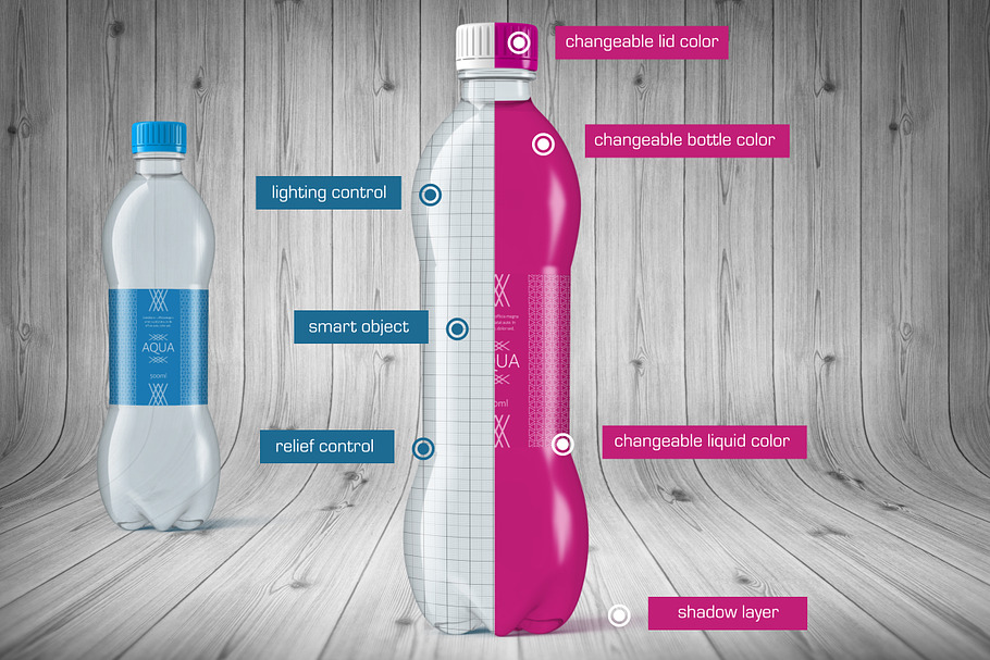 Plastic Water Bottle Mockup in Product Mockups - product preview 8