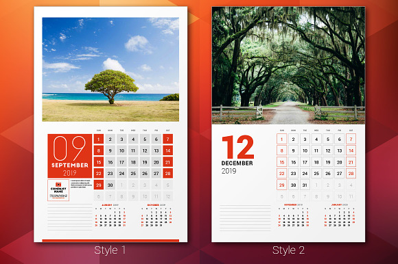 Wall Calendar 2019 + calendar poster in Stationery Templates - product preview 2