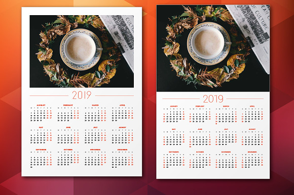 Wall Calendar 2019 + calendar poster in Stationery Templates - product preview 3