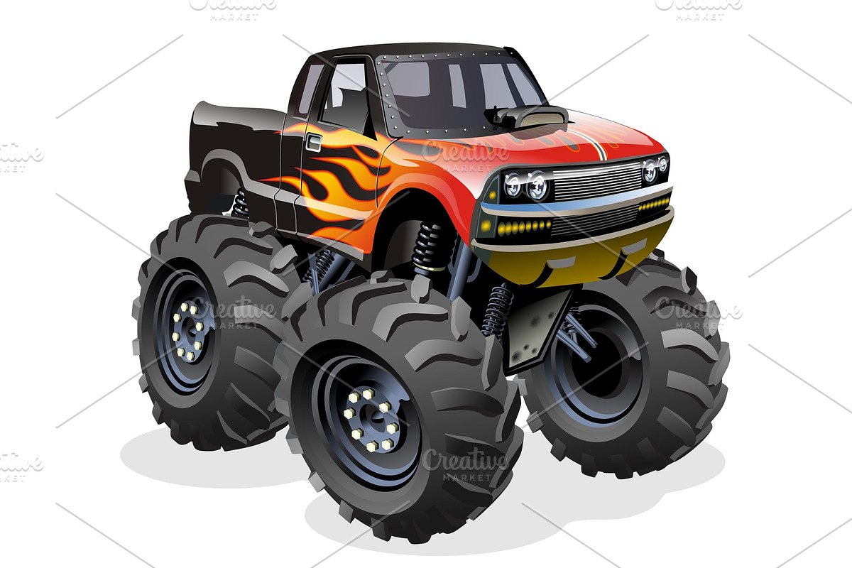 Cartoon Monster Truck in Illustrations - product preview 8