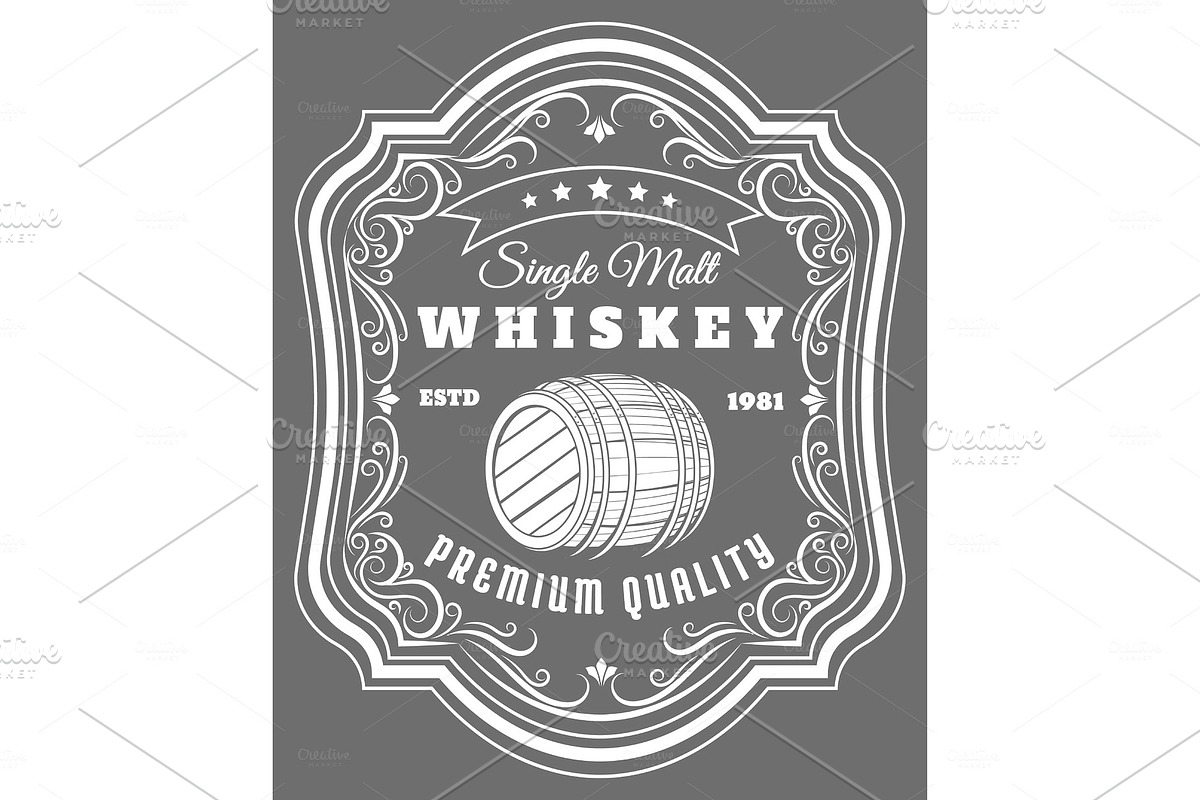 Whiskey barrel label in Illustrations - product preview 8