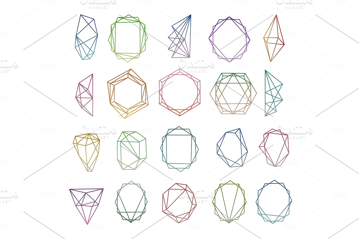 Modern polygonal geometric diamond frames in Illustrations - product preview 8