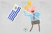 Man holding a flag of Uruguay