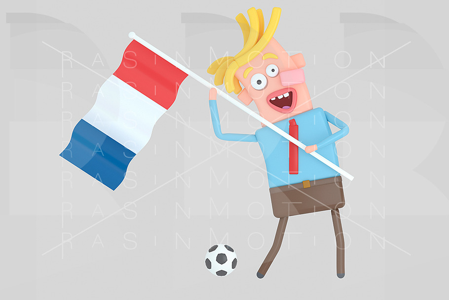 Man holding a flag of France in Illustrations - product preview 8