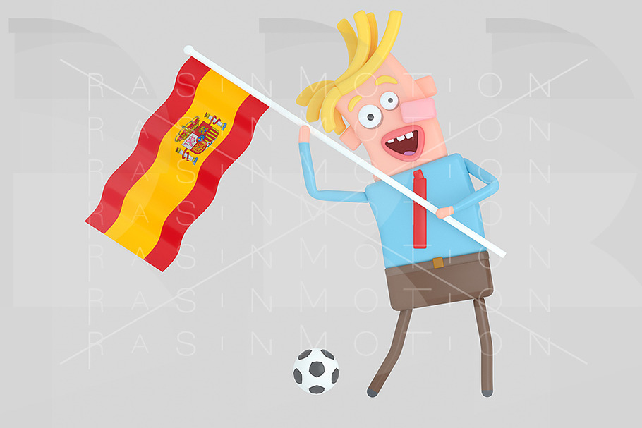 Man holding a flag of Spain in Illustrations - product preview 8