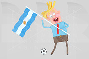 Man holding a flag of Argentina.