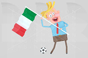 Man holding a flag of Italy
