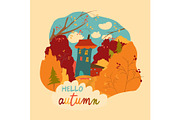 Little house in the autumnal forest