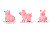 Set of cute pink pigs