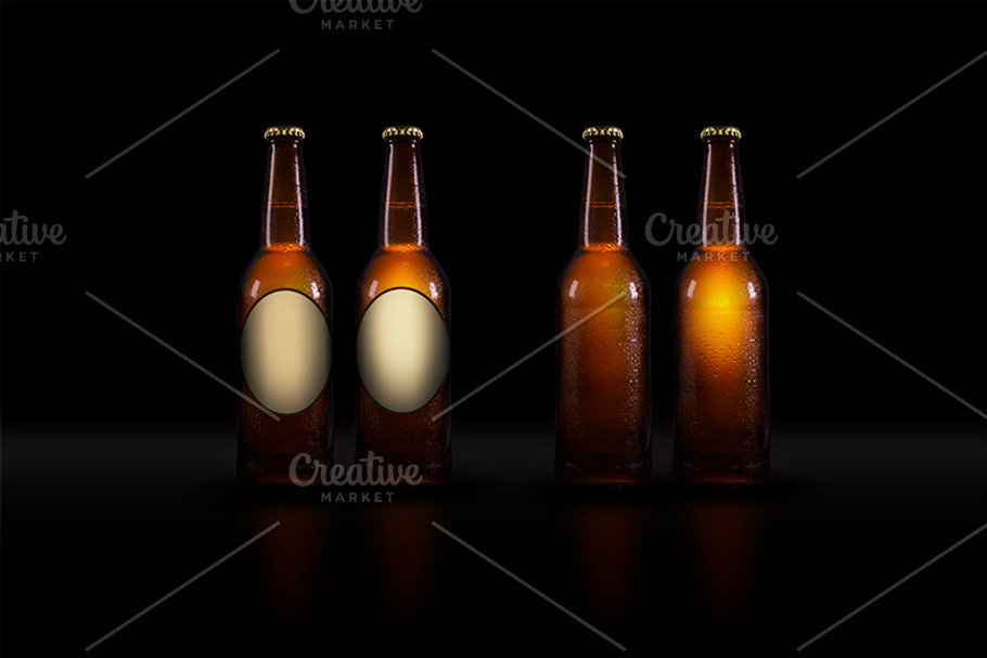 Beer Bottle Mock-Up (dark bgrnds) in Product Mockups - product preview 8