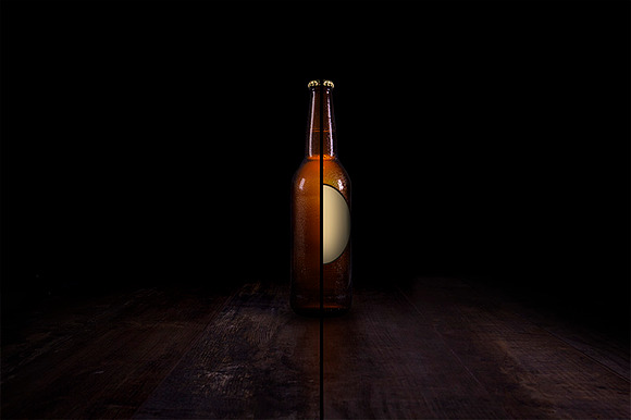 Beer Bottle Mock-Up (dark bgrnds) in Product Mockups - product preview 1