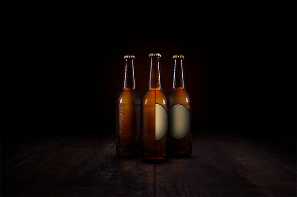 Beer Bottle Mock-Up (dark bgrnds) in Product Mockups - product preview 2