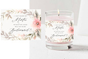 Custom Floral Candle Label PSD 