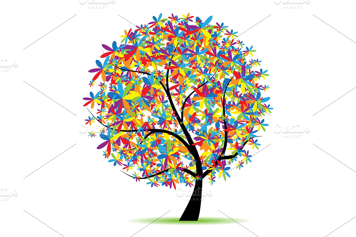 Art tree beautiful for your design in Illustrations - product preview 8