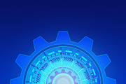 HUD. Abstract technology circles. Graphic design on blue background, 3d illustration