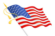 USA flag at handle. National symbol.