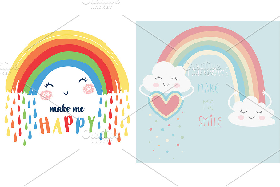 Cute rainbow vector-T shirt graphics in Illustrations - product preview 8