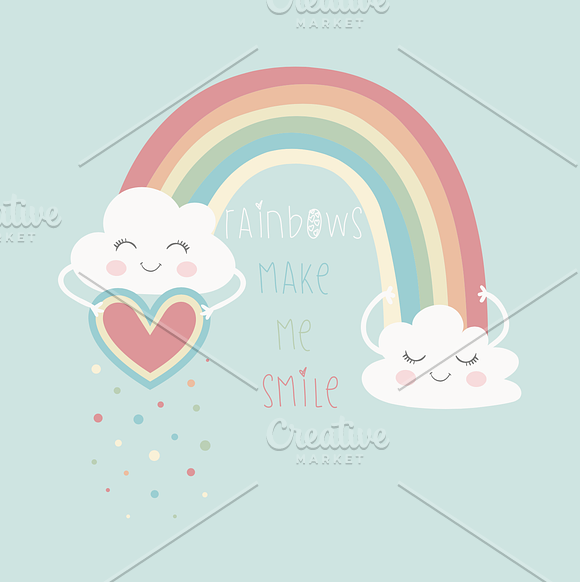 Cute rainbow vector-T shirt graphics in Illustrations - product preview 1