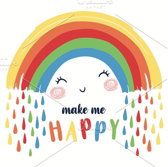 Cute rainbow vector-T shirt graphics in Illustrations - product preview 2